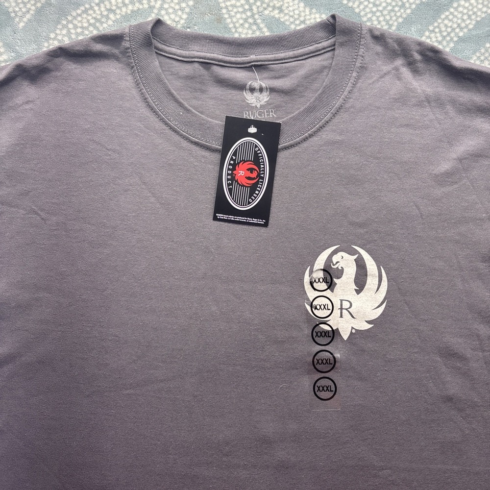 Ruger Men's Gray Logo Crew Neck Short Sleeve T-Shirt Size XXXL Cotton #009